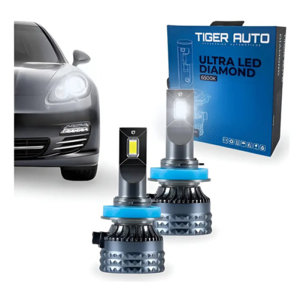Par Lampada Ultra Led Diamond 9v 16v 6500k 60w Tiger Autohb4 Hb4 Branco Branco-neutro